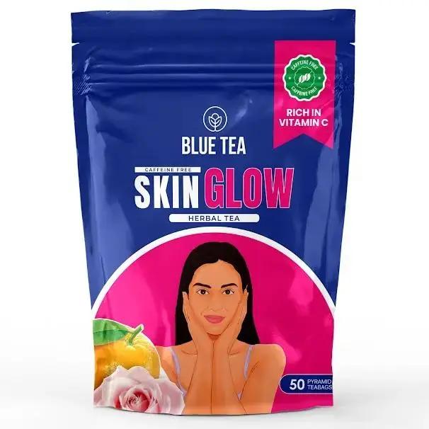 BLUE TEA - Skin Glow Tea - 50 Tea Bags - Plant Based || SKIN NOURISHMENT || Detox Tea - Antioxidants Support - Flower Based - Herbal Tea - Caffeine Free || Eco-Conscious Zipper pack