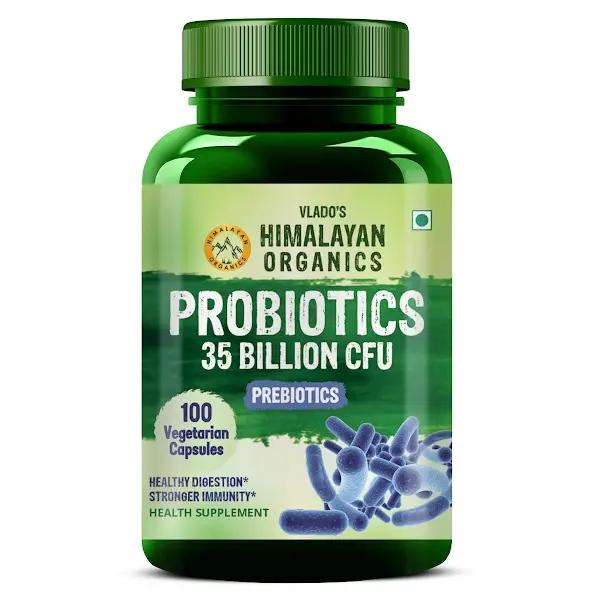 Vlado's Himalayan Organics Probiotics Supplement 35 Billion CFU for women & men, 16 Strains with Prebiotics | 100 Veg Capsules