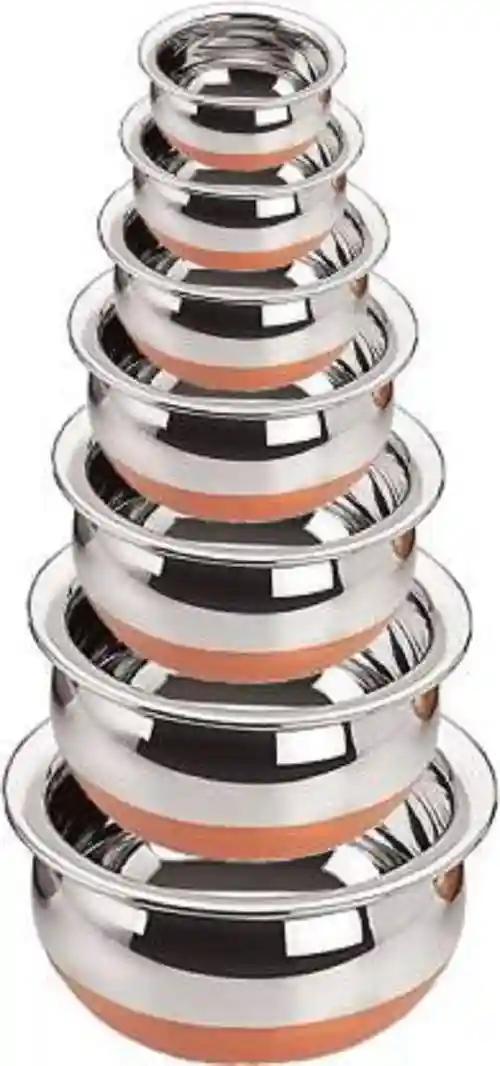 PROJAIN STEEL Stainless Steel Copper Base 7 Pieces Handi Set with Lid (Without Lid)