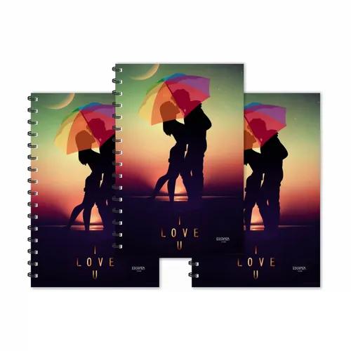 Couple Romance Under Umbrella Design Ruled Diaries - Pack Of 3