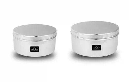 InKitch Stainless Steel Flat Canister With Lid | Puri Dabba | Kitchen Dabba | Stainless Steel Puri Dabba | Storage Container For Cookies, Poha, Lunch Box