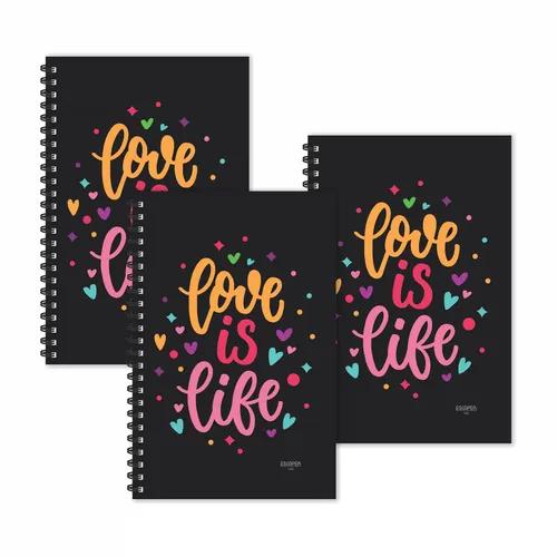 Love Is Life Motivational Ruled Diaries - Pack Of 3