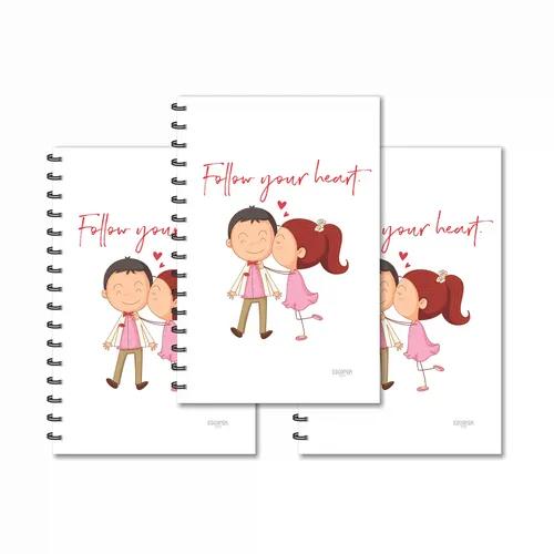 Follow Your Heart Design Ruled Diaries - Pack Of 3