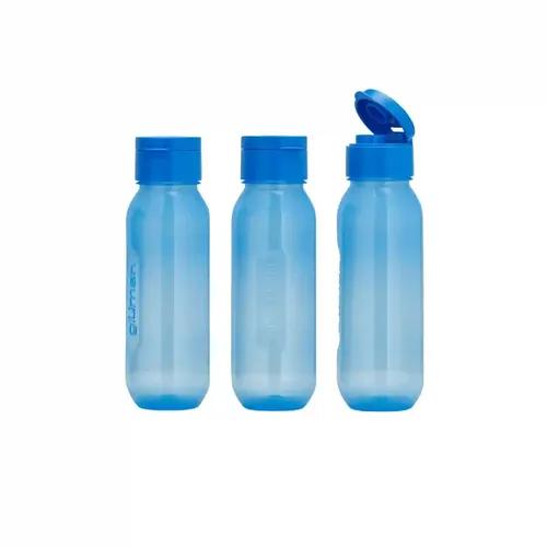 Gluman 500 ml Leak proof Plastic Claro Mini Spout Water Bottle Set of 3 | Anti-Bacterial & BPA Free | Flip-Top Spout Lid Plastic | 100% Food Grade | Ideal for Gym, Travel, School, Office, Kids