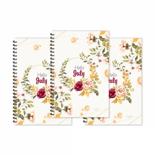 Floral Hello July Month Designer Ruled Diaries - Pack Of 3