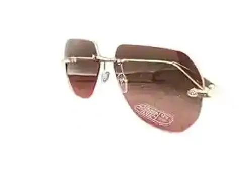 MDG STAR Brown Rimless Aviator Oversized classic Sunglasses for Women