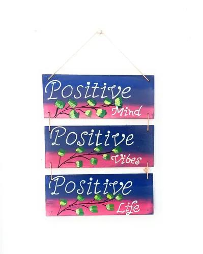 "Positive" Hand Painted Wooden Wall Hanging Decor