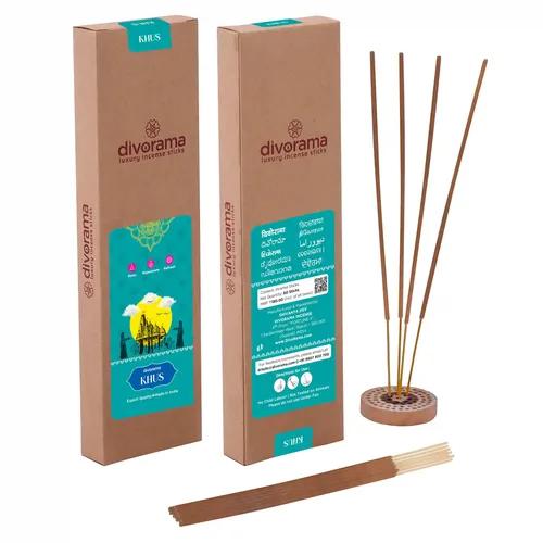 DivoRama Luxury Vetiver Incense Sticks Agarbatti - 100% Indian Natural Aroma -  Long Lasting Khus Khus Agarbatti for Puja, Meditation, Happy Vibes