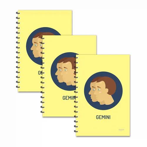 Gemini Zodiac Designer Ruled Diaries - Pack Of 3