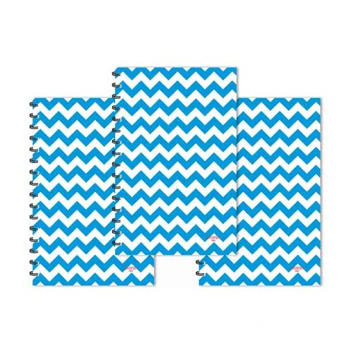 Sky Blue Waves Pattern Ruled Diaries - Pack Of 3