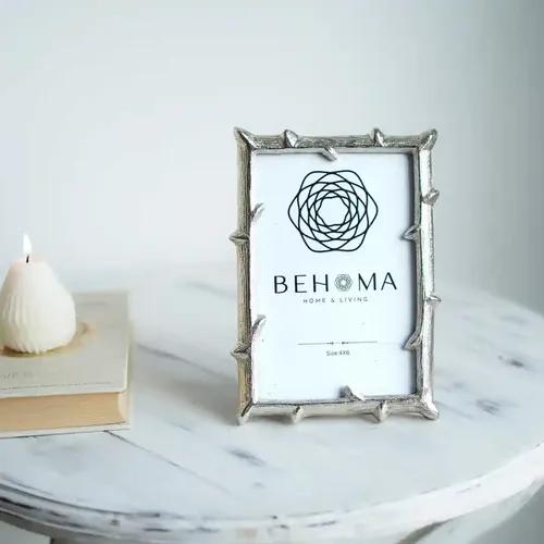 Behoma Silver Elegant Vintage Metal Twig Designer Photo Frame | Decorative Frames for Home Decor, Table Decor, Gifting Purpose (4x6 Inches) (Small)