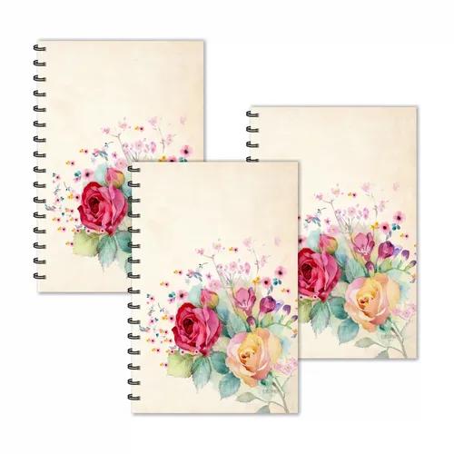 Red Roses Yellow Roses Designer Ruled Diaries - Pack Of 3