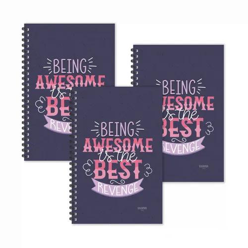 Be Awesome Best Revenge Motivational Ruled Diaries - Pack Of 3