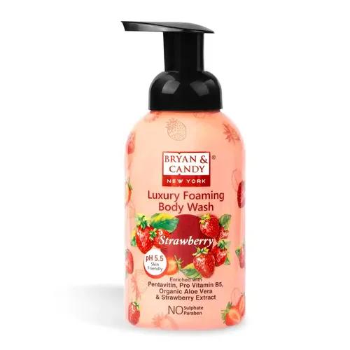 Bryan & Candy Luxury Foaming Body Wash with Pentavitin, Pro Vit B5, Argan Oil, Skin Friendly pH 5.5, All Skin Types, 400 Ml (Strawberry)