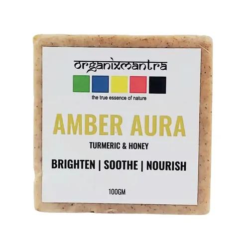 Organix Mantra Amber Aura Soap with Turmeric & Honey - Brightening, Nourishing, Moisturizing, Gentle Cleansing | Radiant, Supple, Smooth & Soft Skin - 100G