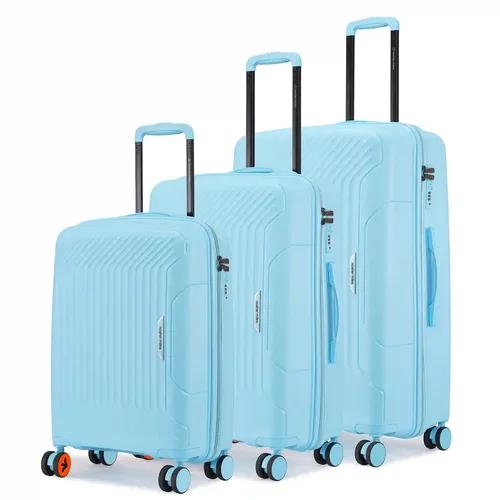 Nasher Miles Coorg Hard-Sided Polypropylene Luggage Set of 3 Sky Blue Trolley Bag|Suitcase (55, 65 & 75 cm)