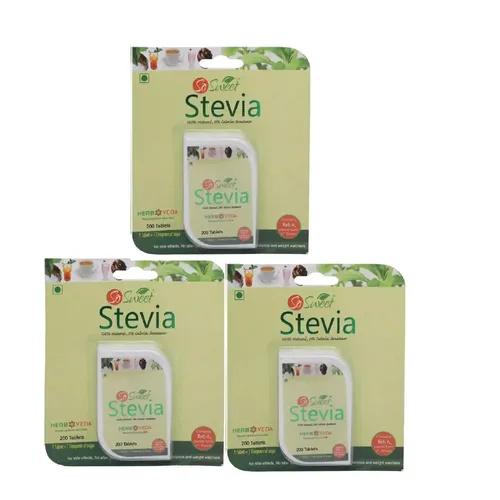 So Sweet Stevia Table 200 Sugar Free Natural Zero Calorie Sweeneter -Pack of 3