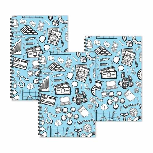 Business Pattern Doodle Ruled Diaries - Pack Of 3