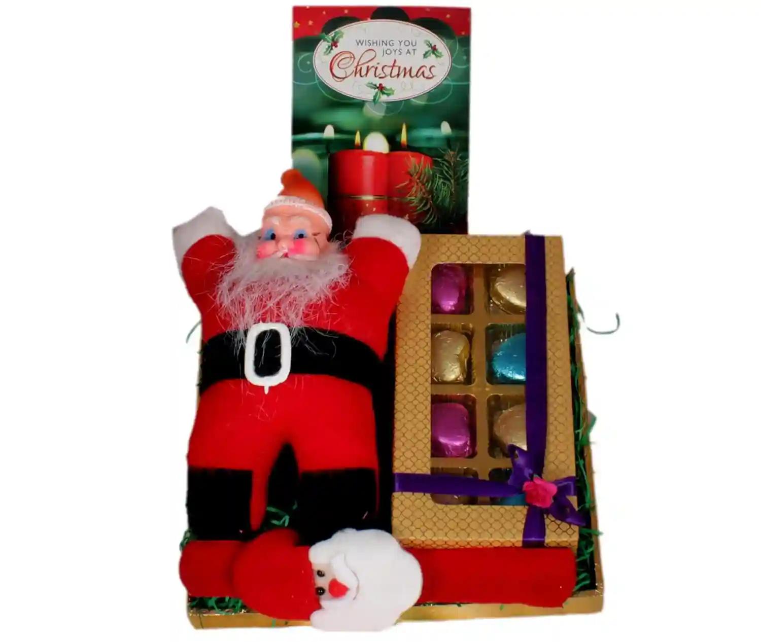 Christmas Gift for Kids//Christmas Gift for Frends and Family/Christmas Gift Hamper-Handcrafted Chocolate Box+Santa Clause+Santa Themed Wrist Band+Christmas Greeting Card