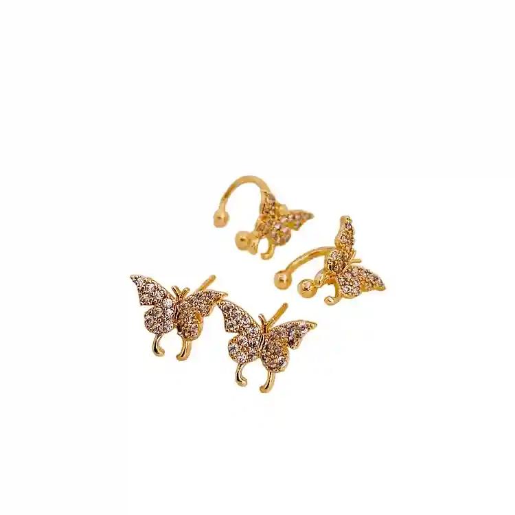 Butterfly Gold Plated Stud Earring