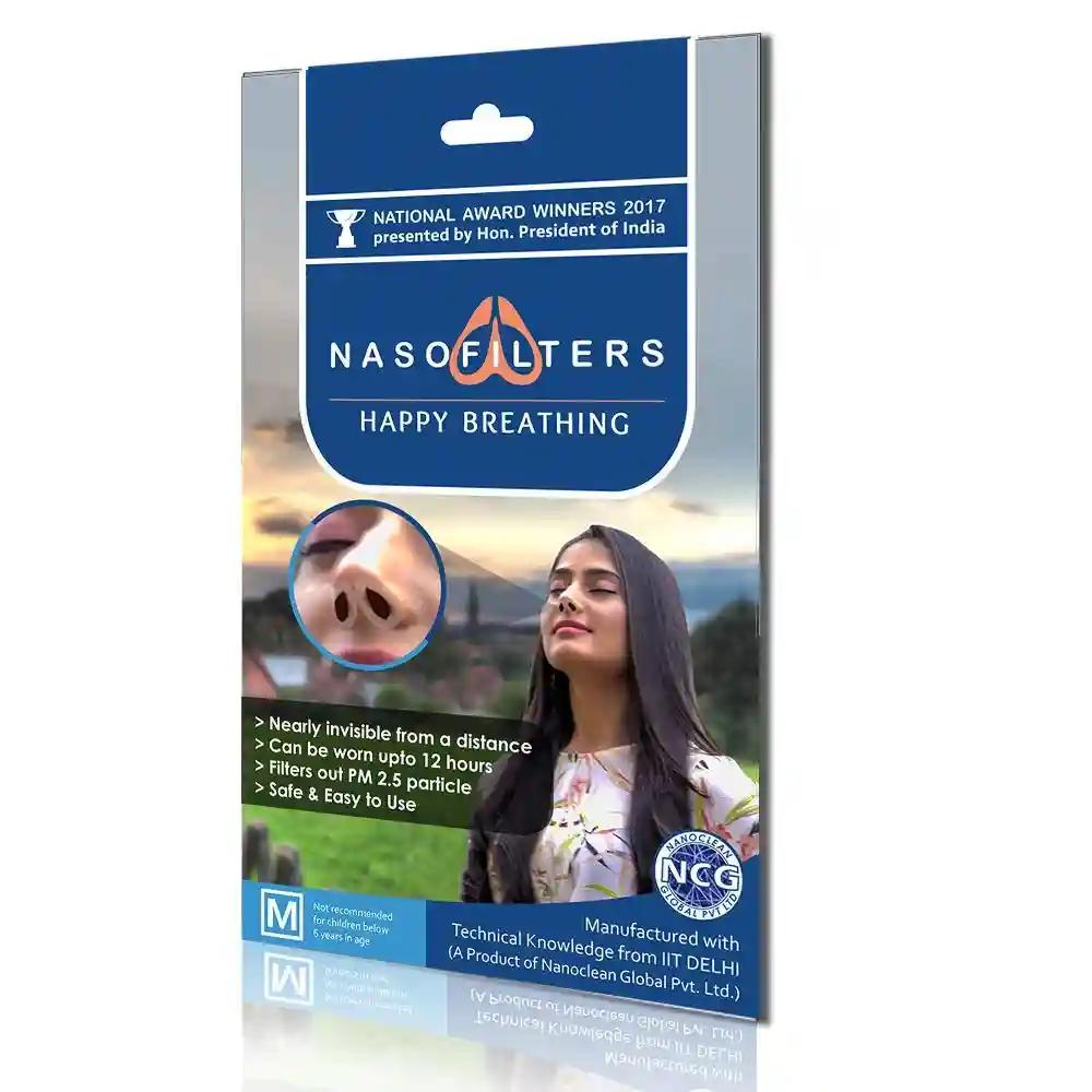 NANOCLEAN Nasofilter with Nanofiber Technology up to 12 Hours Protection from Air Pollution, Dust,Bad Environment (Medium - Pack of 24)