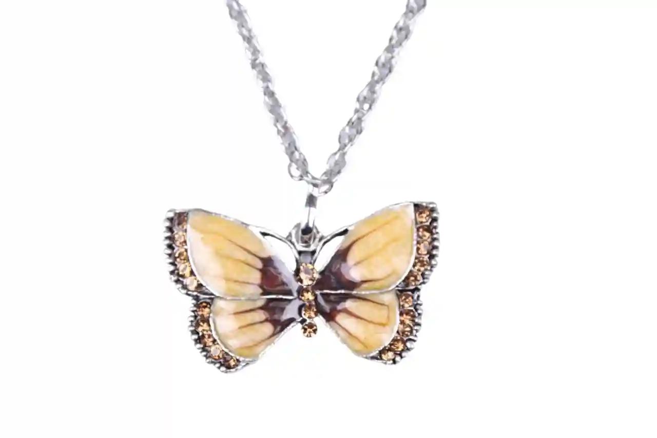 Yellow Butterfly Pendant with Silver Chain