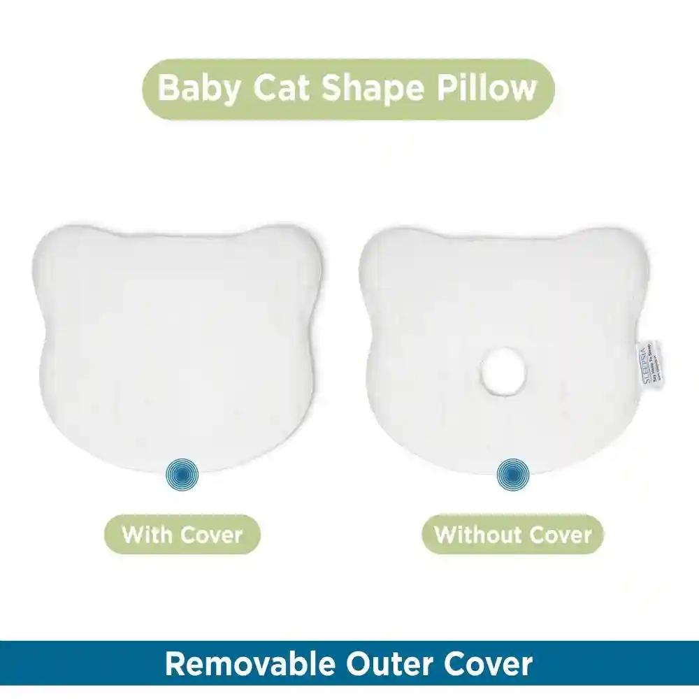 Sleepsia Memory Foam White super soft Kids Cat Shape Pillow For Sleeping Breathable Baby Preventing Flat Head Syndrome Pillow