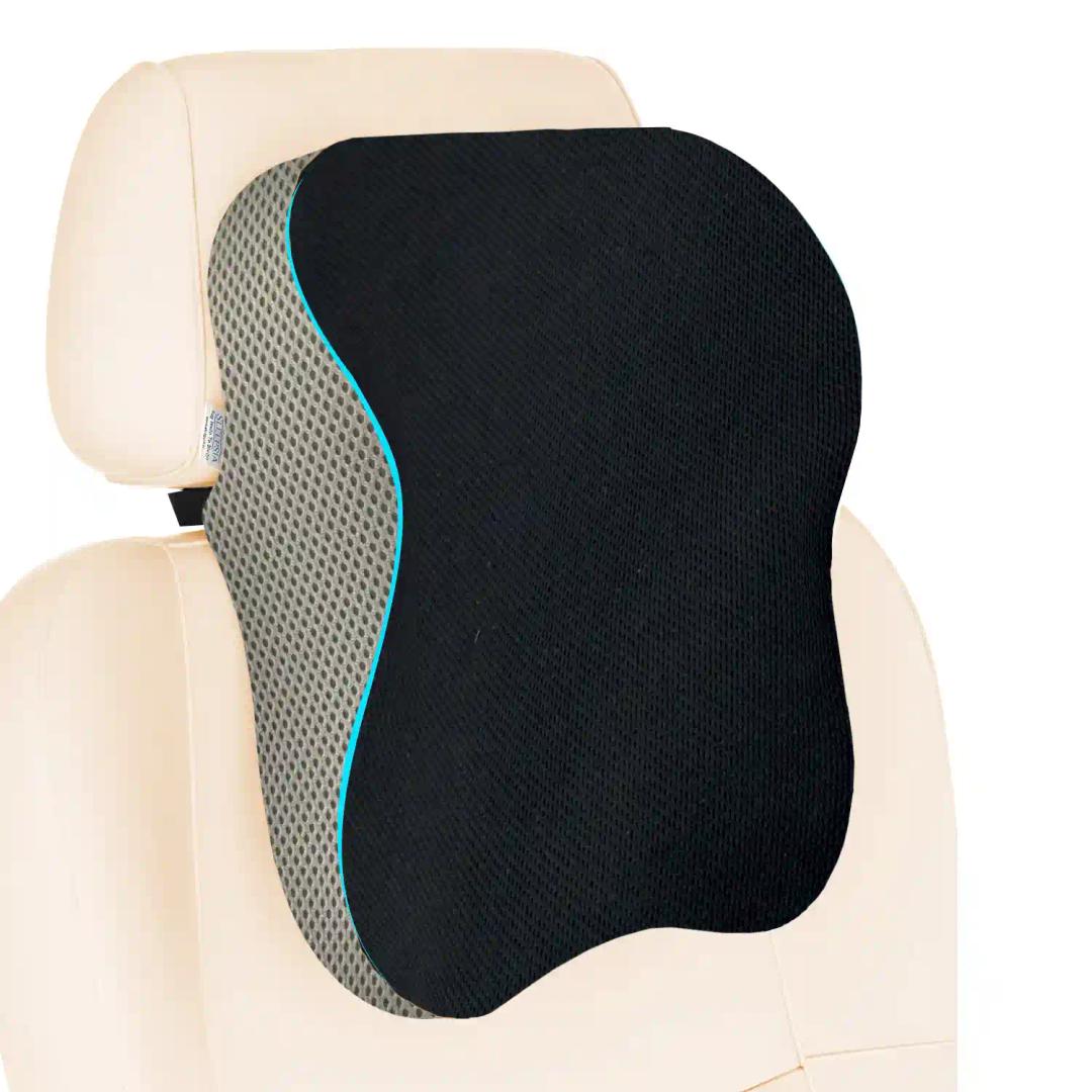 Sleepsia Ultimate Home & Car Neck Rest Pillow - 100% Memory Foam Car Ergonomic Seat Headrest Neck Pillow For Cervical Support (Black/Grey)