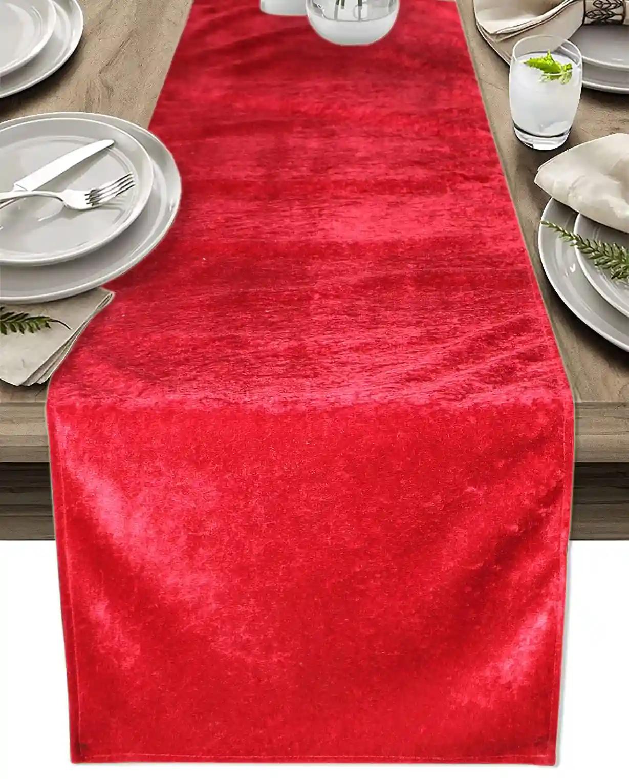 THE HOME TALK Designer Table Runner | Stylish Console Décor for Dining Table, Parties, Events | Machine Washable | Smooth Velvet Fabric | Decorative Placemats