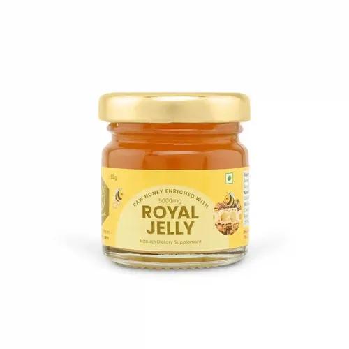 Shiva Organic Raw Honey Enriched with 2% Royal Jelly: A Natural Blend of Purity and Royalty (50g, Enriched 2%)