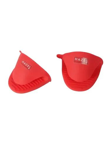 HAZEL Silicone Pinch Grip Mitts Microwave Oven Heat Resistant Gripper Kitchen Pot Holder, Red