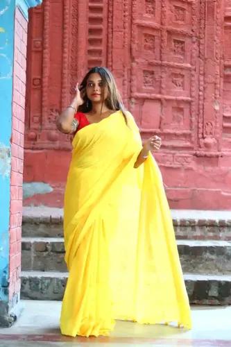 Pure Cotton Handloom Saree  - Yellow