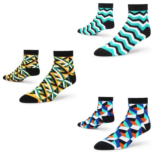 DYNAMOCKS Men's and Women's Combed Cotton Ankle Length Socks (Pack of 3) (Multicolour, Free Size)_Cube_Crossover_Mint