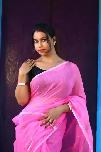 Soft Silk Sequence Chumki Saree - Baby Pink