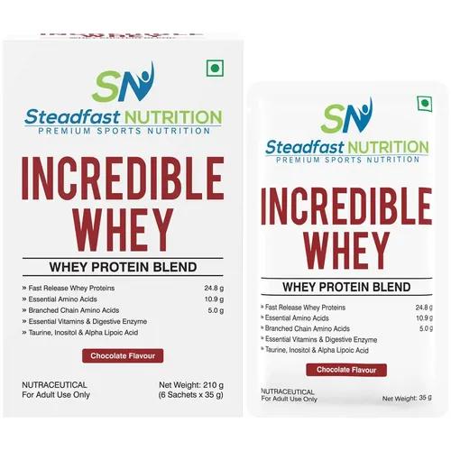 STEADFAST NUTRITION Incredible Whey Protein| Isolate and Concentrate Fast release Protein Powder for Men and Women No added preservatives (Chocolate, 6 Sachets)