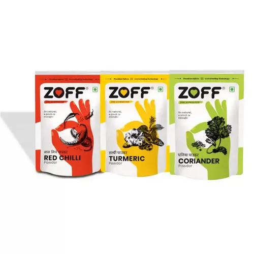 Zoff Combos Red Chilli Powder, Turmeric Powder & Coriander Powder | Pack of 3 | No Colors, Pure & Fresh Masala For Cooking, Hygienically Packed | 200 Gram Each | Total Weight - 600 gm