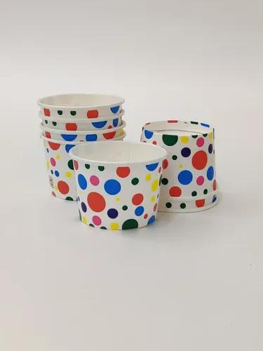 PARICOTT 150ml Ice Cream cup Paper Container / Paper Bowl Design -Polka Dot (100 Cups)