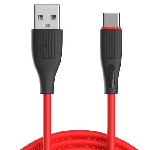 Portronics Silklink 3A USB to Type C Fast charging Cable for Type C Smartphone and Devices,Premium Silicon Cable, 1M (Red)