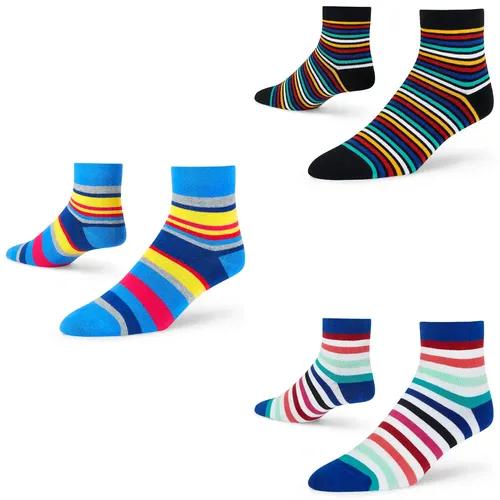 DYNAMOCKS Men's and Women's Combed Cotton Ankle Length Socks (Pack of 3) (Multicolour, Free Size)_Stripes_9.0_Bold_5.0_19.0