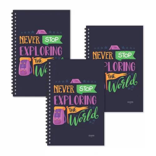 Never Stop Exploring The World Motivational Ruled Diaries - Pack Of 3