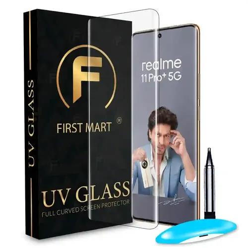 FIRST MART Tempered Glass for Realme 11 Pro Plus 5G / Realme 11 Pro 5G / Narzo 60 Pro 5G with Edge to Edge Full Screen Coverage and Easy UV Glue Installation Kit, Pack of 1