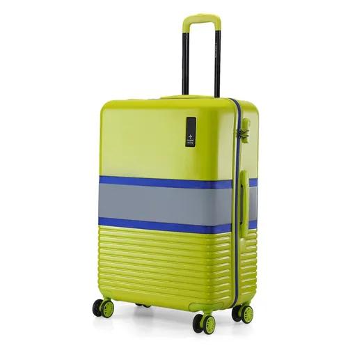 Nasher Miles Mexico Hard-Sided Polycarbonate Check-in Luggage Neon Green and Grey 28 inch |75cm Trolley Bag