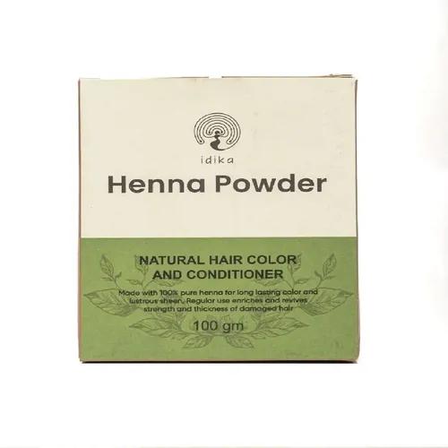 IDIKA Henna Powder For Hair | Premium 100% Natural & Herbal Henna Leaves Powder | Organic Hair Coloring Solution For Grey Hairs | Women & Men | Chemical-Free Mehandi Powder | -100gm