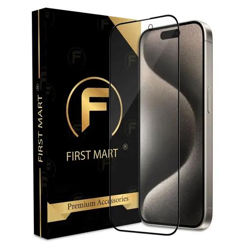 FIRST MART Premium Tempered Glass for iPhone 15 Pro with Edge to Edge Coverage and Easy Installation Kit, Pack of 1