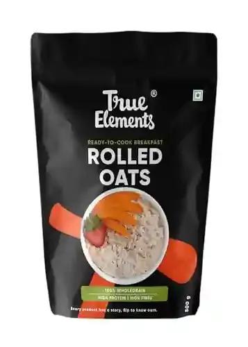 True Elements Rolled Oats 500g - Rolled Oats for Weight Management | Nutritious Breakfast | Gluten free Oats Combo | High Fibre Breakfast | 100% Wholegrain