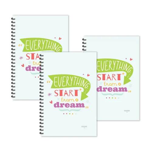 Everything Starts From Dream Motivational Ruled Diaries - Pack Of 3