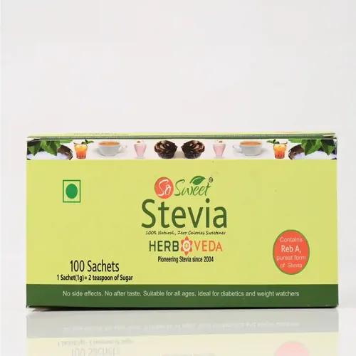 So Sweet Stevia Sachets Sugar Free Natural Zero Calorie Sweetener 100 Sachets (200 Servings)