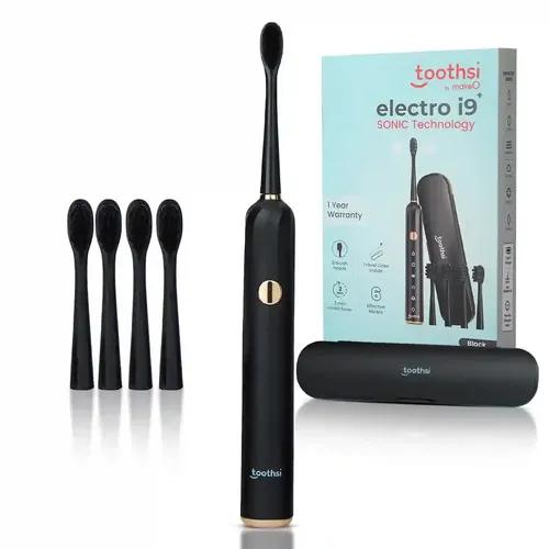 TOOTHSI Electro i9 Sonic Electric Toothbrush | Smart Electric Toothbrush for Men & Women | with 6 Modes & 5 Brush Heads | IPX 7 Waterproof | Rechargeable | Oral Care | Black