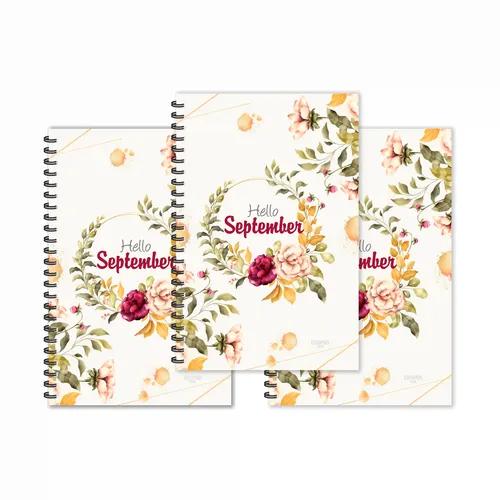 Floral Hello September Month Designer Ruled Diaries - Pack Of 3