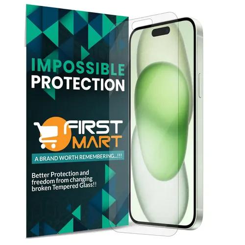 FIRST MART Screen Protector for iPhone 15 Plus (6.7 Inch) Crystal Clear Impossible Fiber Case Friendly Protection with Easy Installation Kit| Crystal Clear